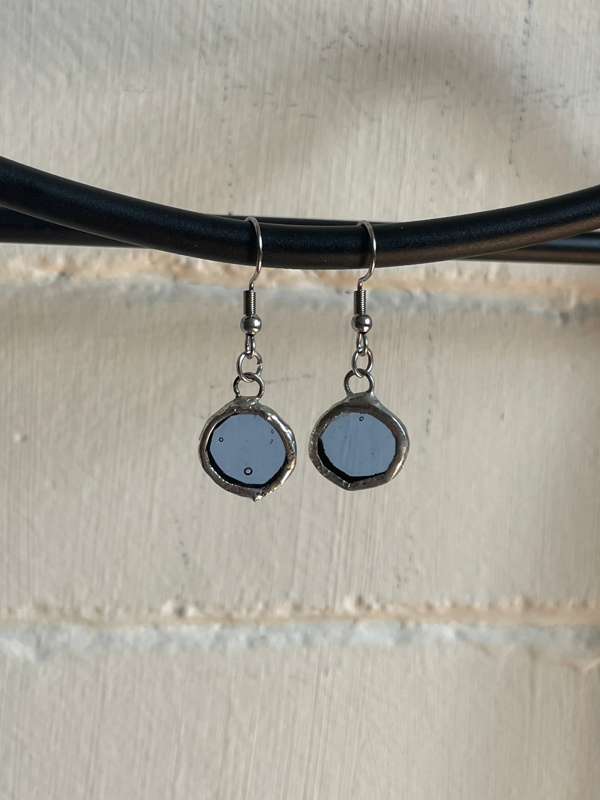 Ice Blue Circle Earrings | Lead Free