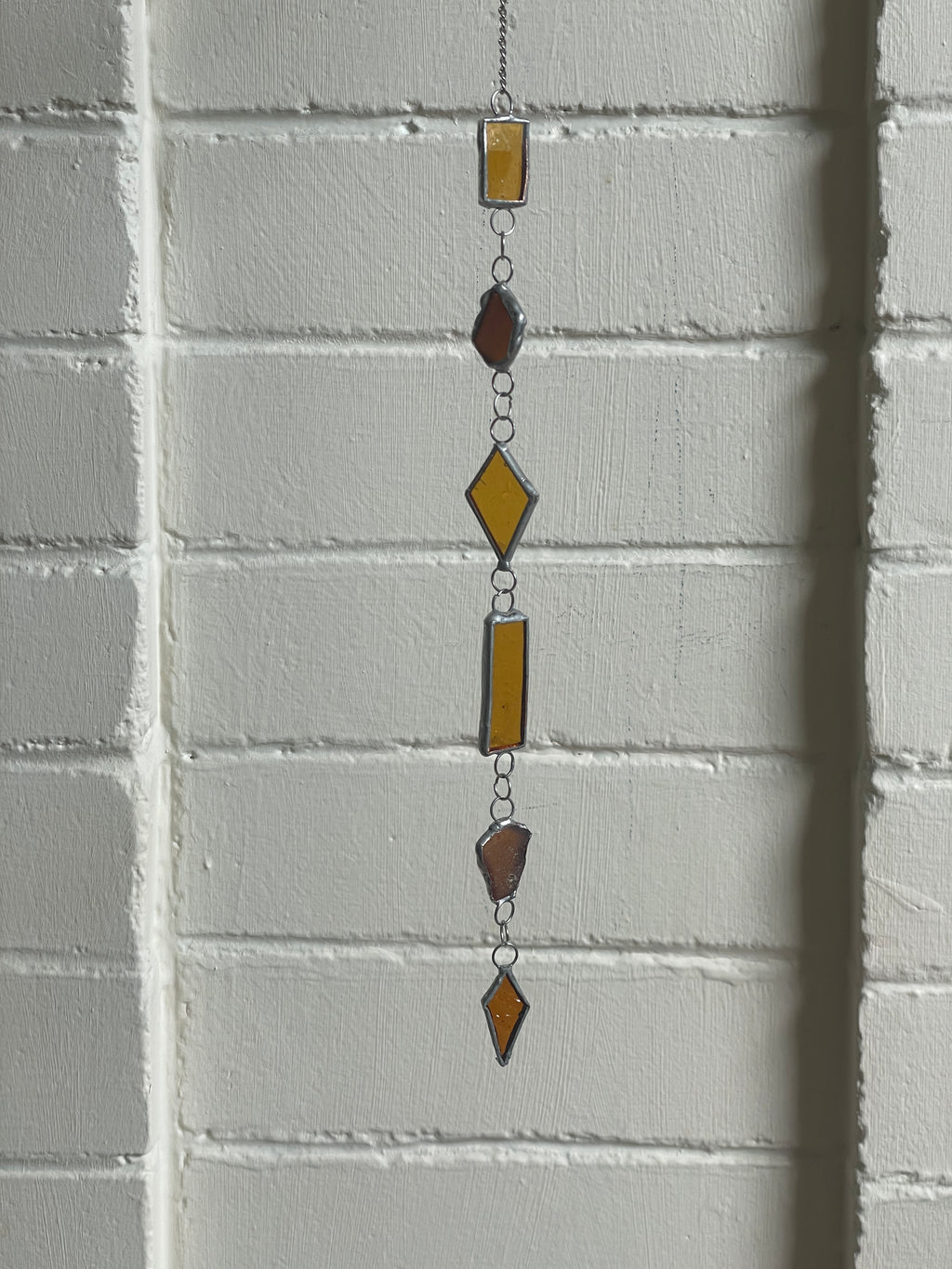 Golden Dangle Suncatcher with Sea Glass