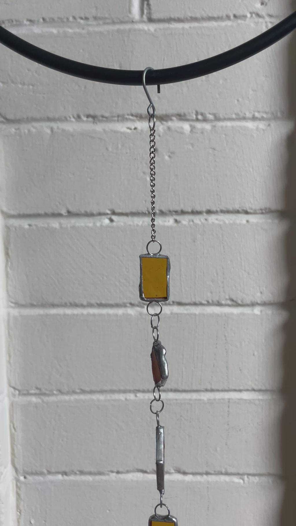 Golden Dangle Suncatcher with Sea Glass